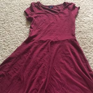 A maroon dress